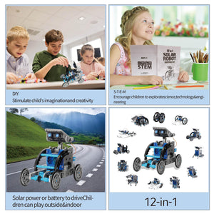 12 Different Robots in 1 Toy for Kids Ages 8-10 Plus. Complete 190 Piece DIY Kit. Projects from Easy to Advanced. Solar Powered, Clear Instructions, Promotes STEM